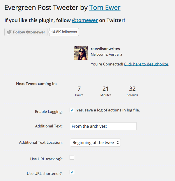 Evergreen Post Tweeter Plugin