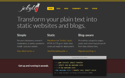 Jekyll – Simple, blog-aware, static sites