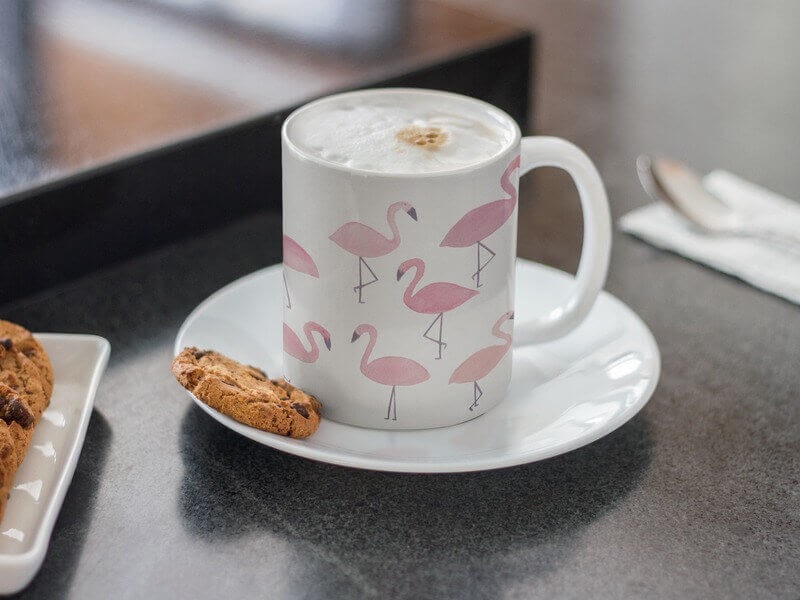 Coffee Mug Mockup with Chocolate Chip Cookies by Placeit