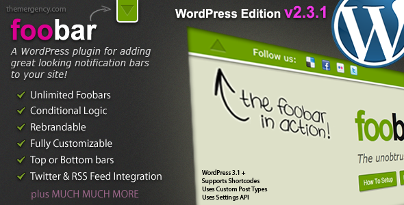 Foobar – WordPress Notification Bars